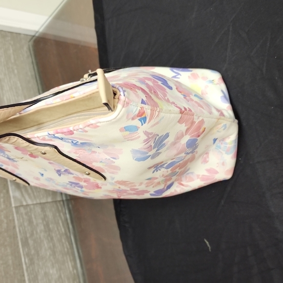 Nicole Miller new York floral pink white zipper tote bag - Picture 7 of 10